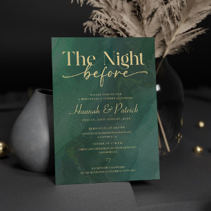 Watercolo Green Wedding Rehearsal Dinner Invitation
