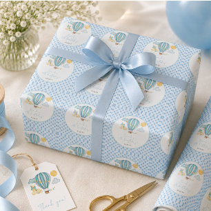 Watercolo Hot Air Balloon Kid 5th Birthday Party Wrapping Paper
