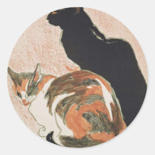 Watercolor - 2 Cats - Théophile Alexandre Steinlen Classic Round Sticker