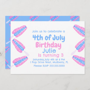 Watercolor 4th of July Ice Cream Invitation