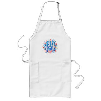 Watercolor 4th of July Patriotic Long Apron