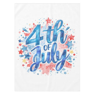 Watercolor 4th of July Patriotic Tablecloth