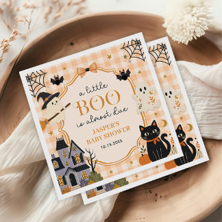 Watercolor A Little Boo Halloween Baby Shower Napkin