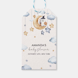 Watercolor A Little Boo Moon Stars Baby Shower Gift Tags