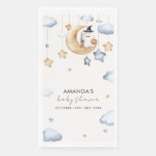 Watercolor A Little Boo Moon Stars Baby Shower Napkin