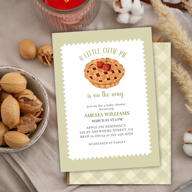 Watercolor A little cutie pie fall baby shower Invitation (Creator Uploaded)