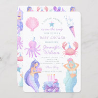 Watercolor A little Mermaid Baby Shower 