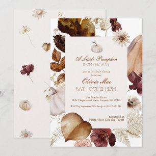 Watercolor A Little Pumpkin Baby Shower Invitation