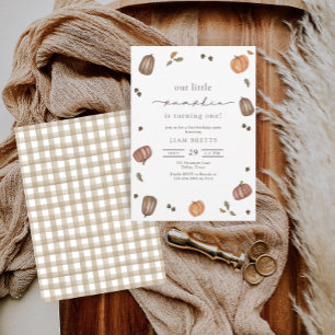 Watercolor A Little Pumpkin First Birthday Invitation