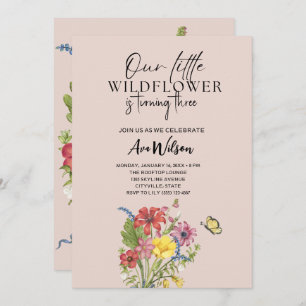 watercolor a little wildflower birthday invitation