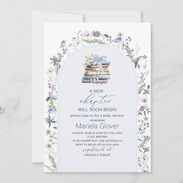 Watercolor A New Chapter Begin  Baby Shower Invitation (Front)