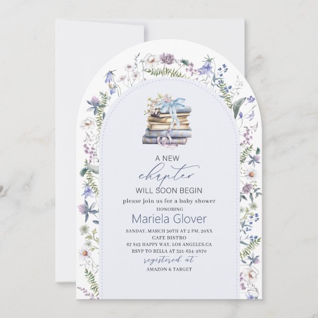 Watercolor A New Chapter Begin  Baby Shower Invitation (Front)