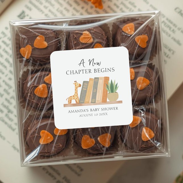 Watercolor A New Chapter Begins Baby Shower Square Sticker (Creator Uploaded)