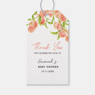 Watercolor A Sweet Little Peach Baby Shower Gift Tags