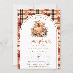 Watercolor A sweet little pumpkin fall floral girl Invitation