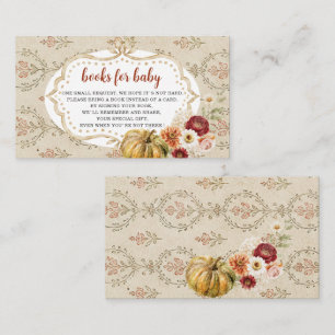 Watercolor a sweet little pupkin baby shower book Enclosure Card