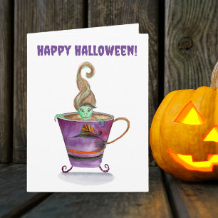 Watercolor A Witch's Brew Happy Halloween Card