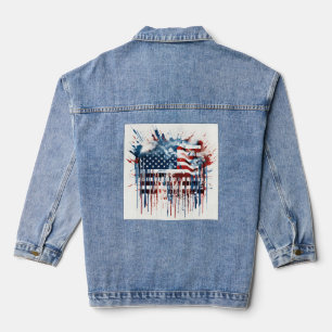 Watercolor abstract American flag Denim Jacket