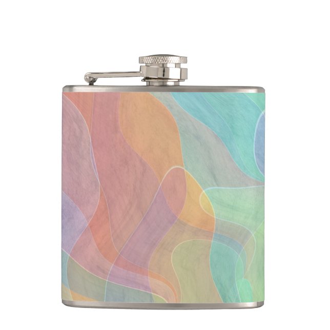 Watercolor Abstract Art Hip Flask (Front)
