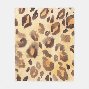 Watercolor abstract background of leopard skin imi fleece blanket