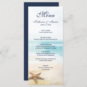 Watercolor Abstract Beach Starfish Wedding Menu