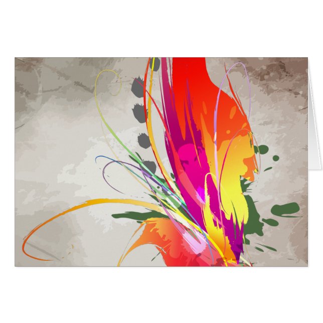 Watercolor Abstract Bird-of-Paradise Ink Splatter (Front Horizontal)