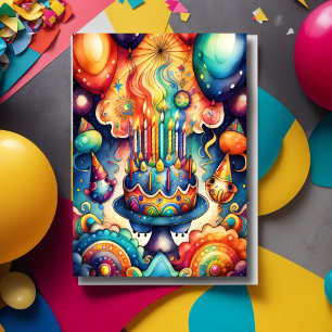 Watercolor Abstract Birthday Design Invitation