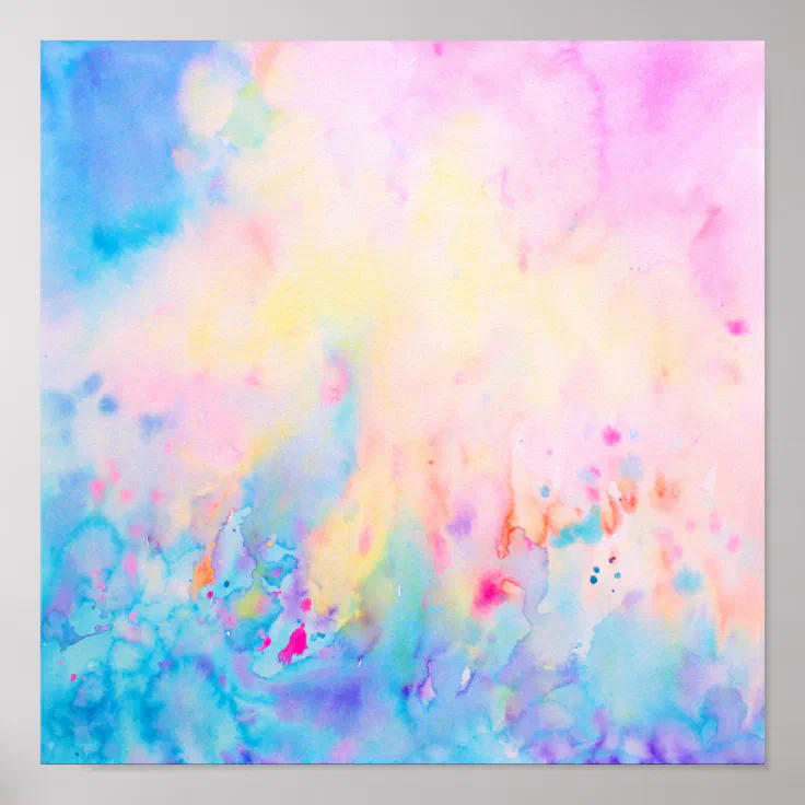 Watercolor Abstract Blue Landscape Print | Zazzle