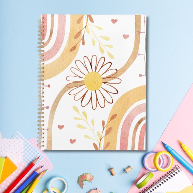 Watercolor Abstract Botanical Flower Rainbow Kids Notebook (In situ)