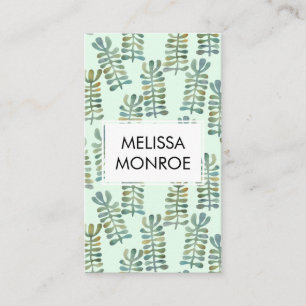 Watercolor Abstract Botanical Seaweed Nature Chic  Business Card