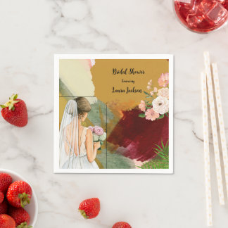 watercolor abstract bridal shower invitation napkin