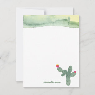 Watercolor Abstract Cactus Thank You Note Card