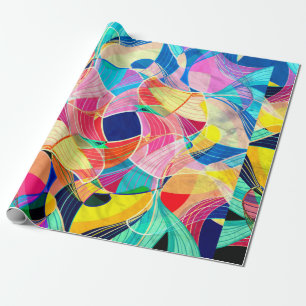 Watercolor abstract colorful background with fanta wrapping paper