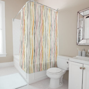Watercolor Abstract Colorful Layered Wavy Stripes Shower Curtain