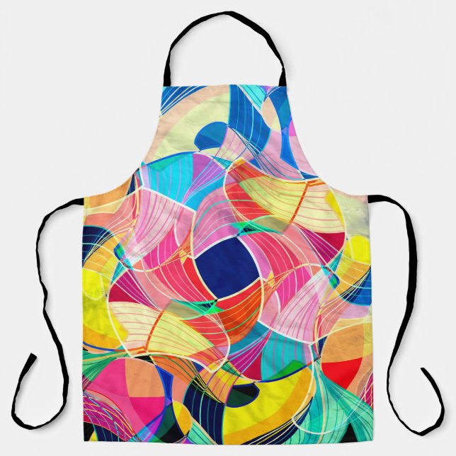 Watercolor abstract colourful background with fant apron (Front)