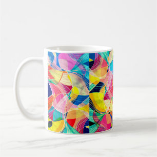 Watercolor abstract colourful background with fant coffee mug