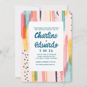 Watercolor Abstract Colourful Brush Wedding Invitation