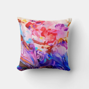 Watercolor Abstract Colourful Brushstrokes Art Cushion