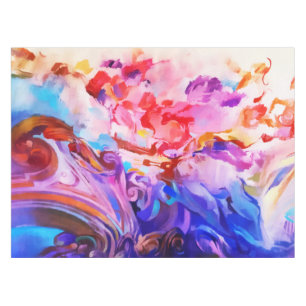 Watercolor Abstract Colourful Brushstrokes Art Tablecloth