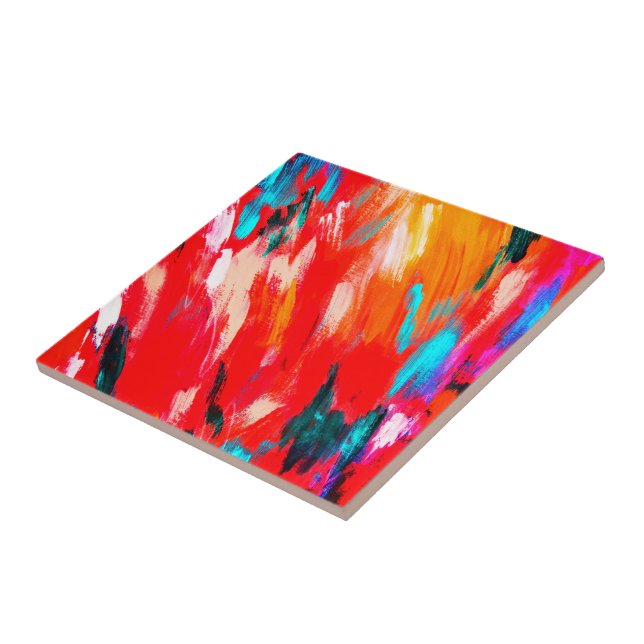 Watercolor Abstract Colourful Painting Ceramic Til Tile (Side)