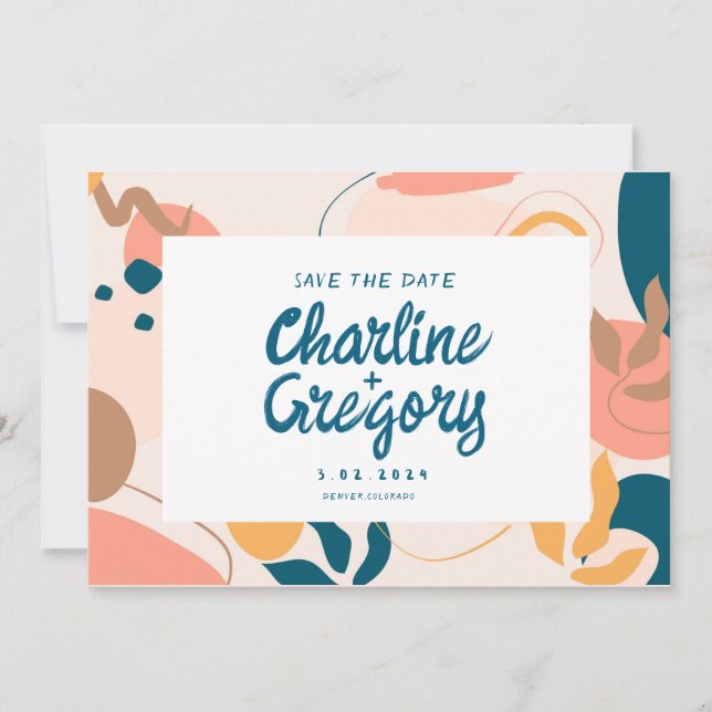 Watercolor Abstract Colourful Save the Date Invitation (Front)