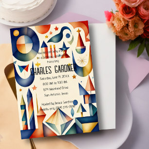 Watercolor Abstract Cubist Birthday Invitation