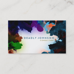 Watercolor Abstract Elegant Cool Blue Sea Nature Business Card