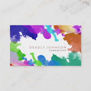 Watercolor Abstract Elegant Cool Multi-colour Business Card
