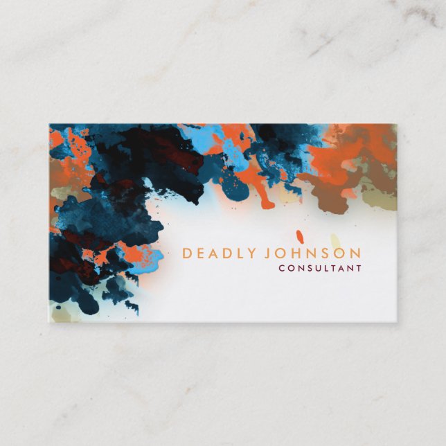 Watercolor Abstract Elegant Cool Multi-colour Business Card (Front)