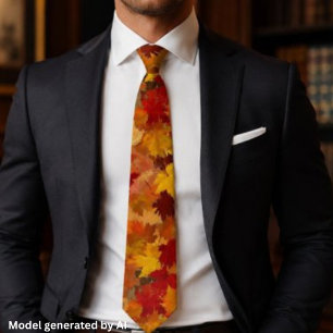Watercolor Abstract Fall Leaves - Vintage Autumn Tie
