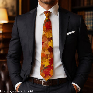 Watercolor Abstract Fall Leaves - Vintage Autumn Tie