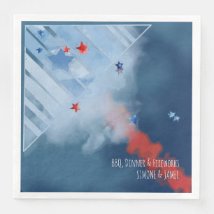Watercolor Abstract Fighter Plane with Red Smoke Napkin