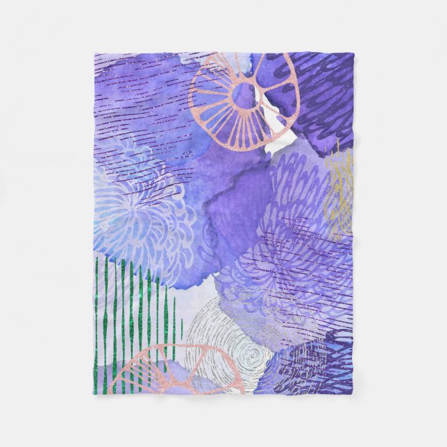 Watercolor Abstract Fleece Blanket (Front)