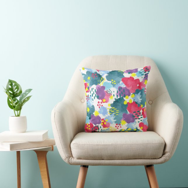 Watercolor abstract floral cushion (Chair)